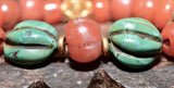 RH 250 Antique Melon Turquoise Beads with Pema Raka and Gold Bracelet