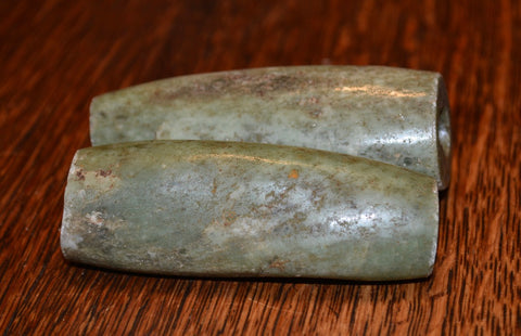 PC 50  Pair of Large Jade Pre-Columbian Tubular Beads