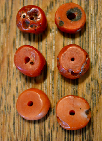 AC 2     A Group of 6 Tibetan Coral Beads