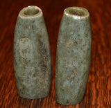 PC 50  Pair of Large Jade Pre-Columbian Tubular Beads