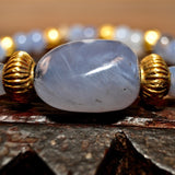 AS 111 Beautiful Bracelet of Ancient Blue Chalcedony & 18K Gold