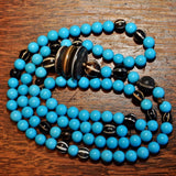 RH 258 Himalayan Style 108 Bead Mala of Ancient Pyu Beads and Vintage Persian Turquoise