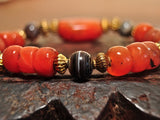 RH 257 Rare Himalayan Bracelet of Pema Raka Round Disc Beads and Sulemani Bhaisajyaguru Beads