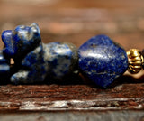 AS 114 Beautifully Designed Old and Ancient Lapis Necklace, with Amulets and 18K Gold Beads(India)